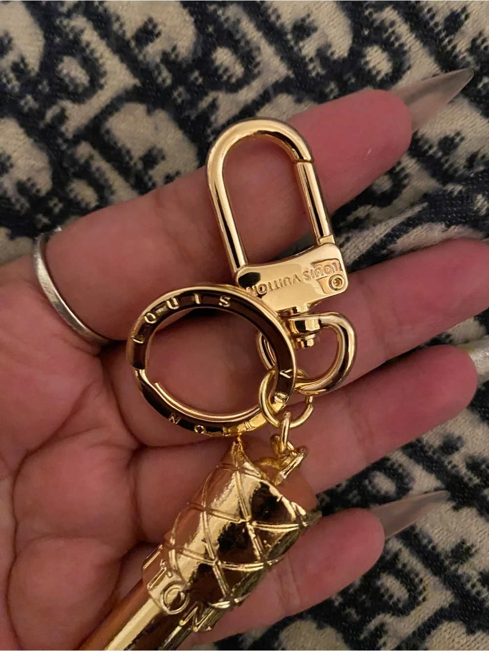 Designer Inspired Gold Lipstick Keychain Charm - Red